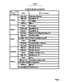 Giáo án dạy học Tuần 7 - Lớp 2