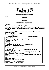 Giáo án Lớp 5 - Tuần 17 - Phạm Thị Thu Huế - Trường Tiểu học Minh Khai