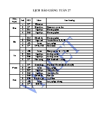 Giáo án Tuần 27 - Lớp Một