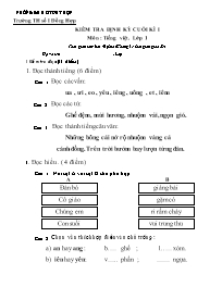 Kiểm tra định kỳ cuối kì 1 môn Tiếng Việt lớp 1 - Trường TH số I Đồng Hợp
