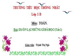 Bài giảng Toán Lớp 1 - Bài: Em ôn lại những gì đã học (Tiết 1) - Trịnh Thị Ngà