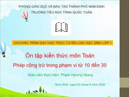 Bài giảng Toán Lớp 1 - Ôn tập: Phép cộng trừ 