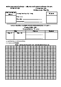 Đề kiểm tra chất lượng cuối học kì II môn Tiế