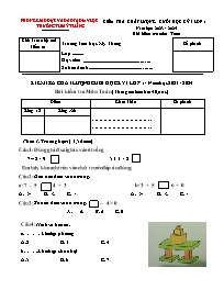 Đề kiểm tra chất lượng cuối học kỳ I môn Toán