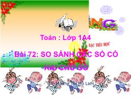 Bài giảng Toán 1 - Bài 72: So sánh các số có