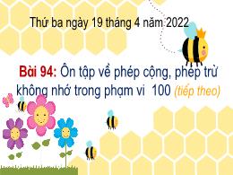 Bài giảng Toán 1 - Bài 94: Ôn tập về phép cộn