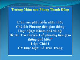 Bài giảng Mầm non Lớp Chồi - Đề tài: Trò chuy
