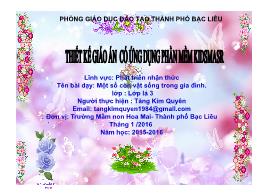 Bài giảng Mầm non Lớp Lá - Bài: Một số con vậ