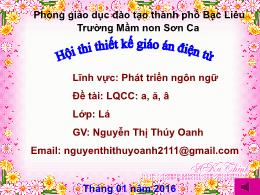 Bài giảng Mầm non Lớp Lá - Đề tài: Làm quen c