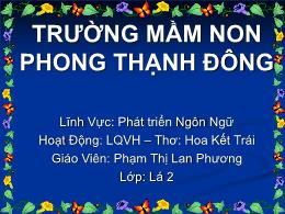 Bài giảng Mầm non Lớp Lá - Hoạt động: Làm que