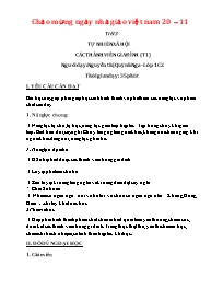 Giáo án Tự nhiên xã hội 1 - Tiết 3: Các thành