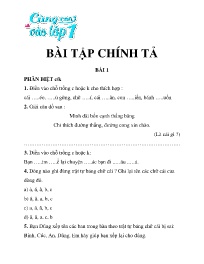 Bài tập ôn tập Chính tả Lớp 1