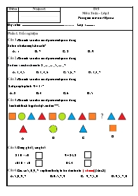 Đề thi Toán Lớp 1 - Đề 1