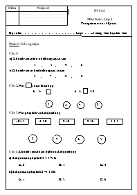 Đề thi Toán Lớp 1 - Đề 2