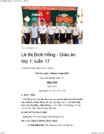 Giáo án các môn Lớp 1 - Tuần 17 - Năm học 202