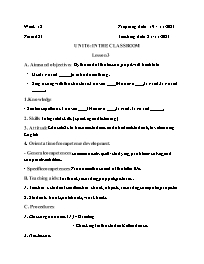 Giáo án Tiếng Anh 1 - Week 12 - Năm học 2023-