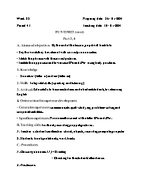 Giáo án Tiếng Anh 1 - Week 22 - Năm học 2023-