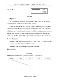 Giáo án Tiếng Anh 1 - Week 34 - Năm học 2022-