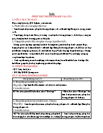 Giáo án Toán 1 - Bài: Phép trừ trong phạm vi 
