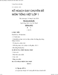 Kê hoạch bài dạy Tiếng Việt 1 - Bài: đ, e - N